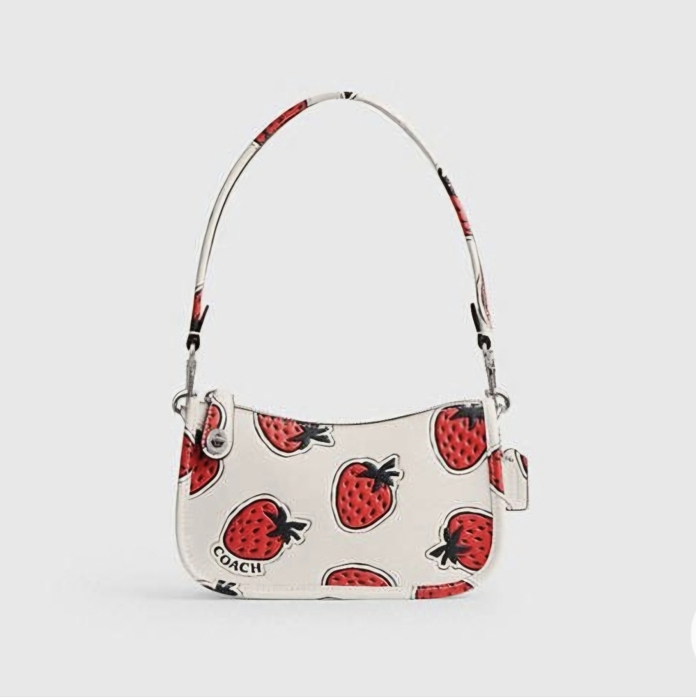 NWT❤️Coach Strawberry Mini Leather Swinger 20 Shoulder Bag  LH/CHALK CT881